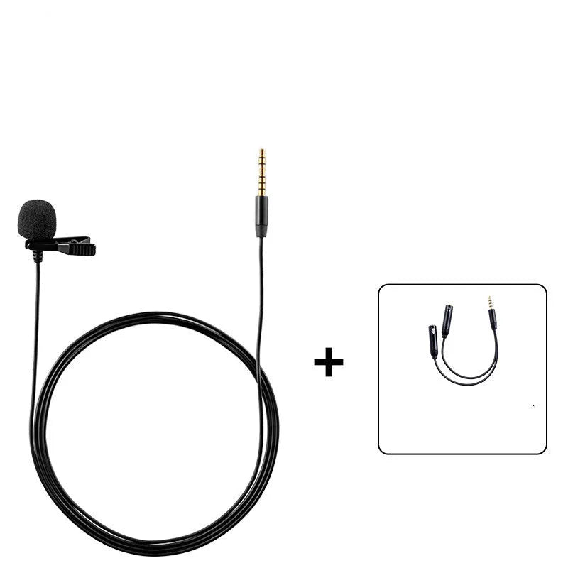 Lavalier microphone wired omni-directional clip-on lapel microphone for interviews, presentations, and recording with 3.5mm jack connection in choice of six colour-coded styles A through F