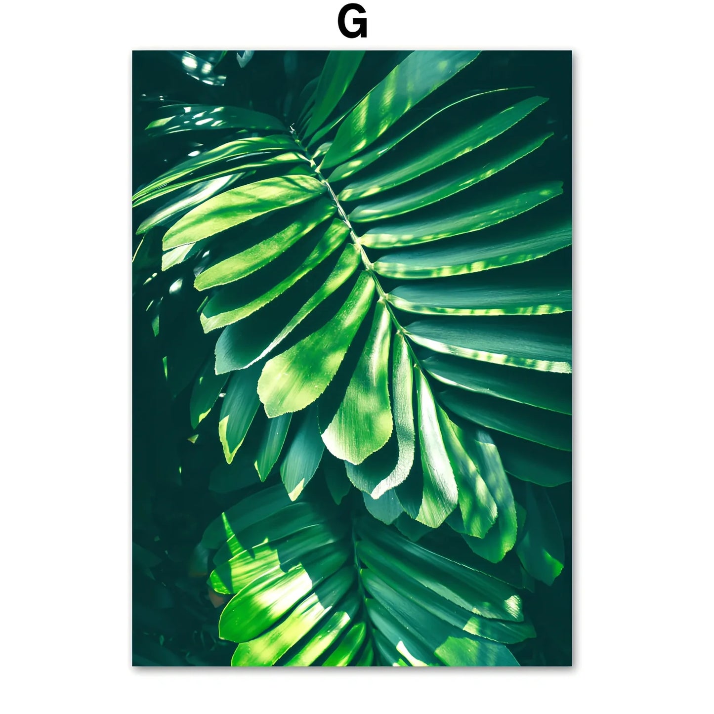 Frameless green plant canvas painting showing botanical pattern on chemical fibre canvas material