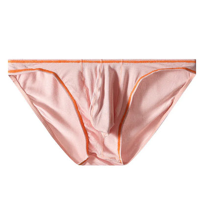 Men's ice silk modal underwear with butt-lift design shown in multiple colour options
