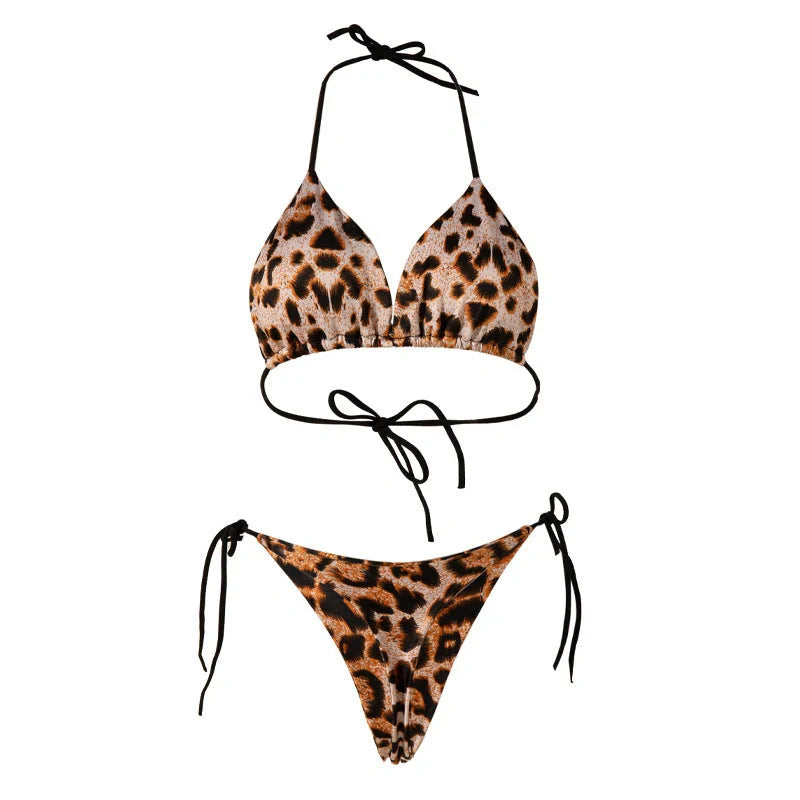 Stylish lace-up bikini with chest pad for women, perfect for beach outings