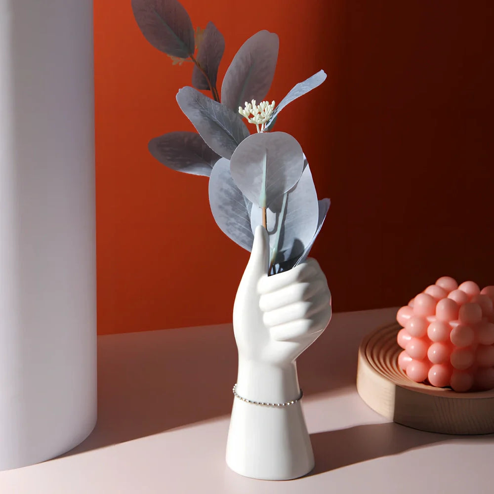 Ceramic human body vase with figure patterns, 19cm height with colour glaze finish