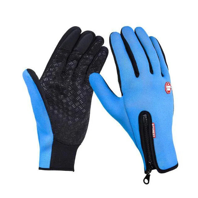 Pair of durable touchscreen-compatible winter riding gloves in various colors