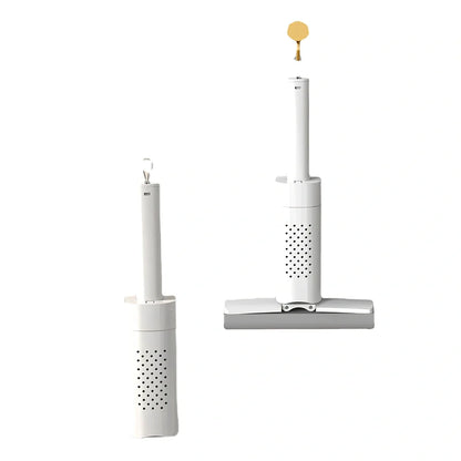 Handheld mini mop with 15cm rubber cotton head and folding squeeze mechanism for compact storage