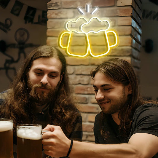 Yellow Bar Beer Cheers neon LED light with acrylic shell, USB powered for wall or table decoration