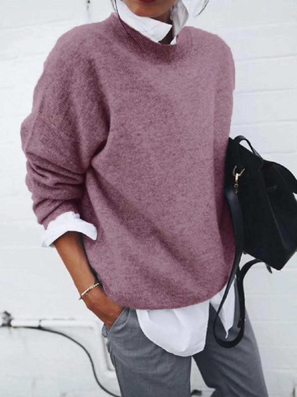 Cosy knitted pullover sweaters in a range of classic British colours for autumn and winter fashion