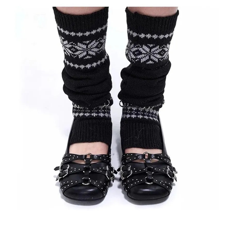 Women's black patent leather retro pumps with square toe and buckle closure on low flat heel