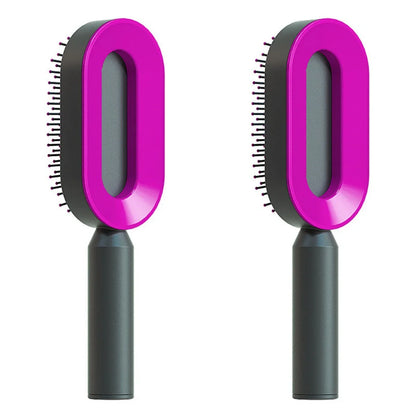 Premium self-cleaning hair brush with airbag massage technology for smooth, healthy hair