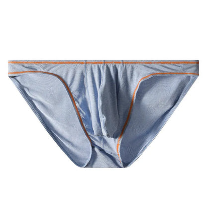 Men's ice silk modal underwear with butt-lift design shown in multiple colour options