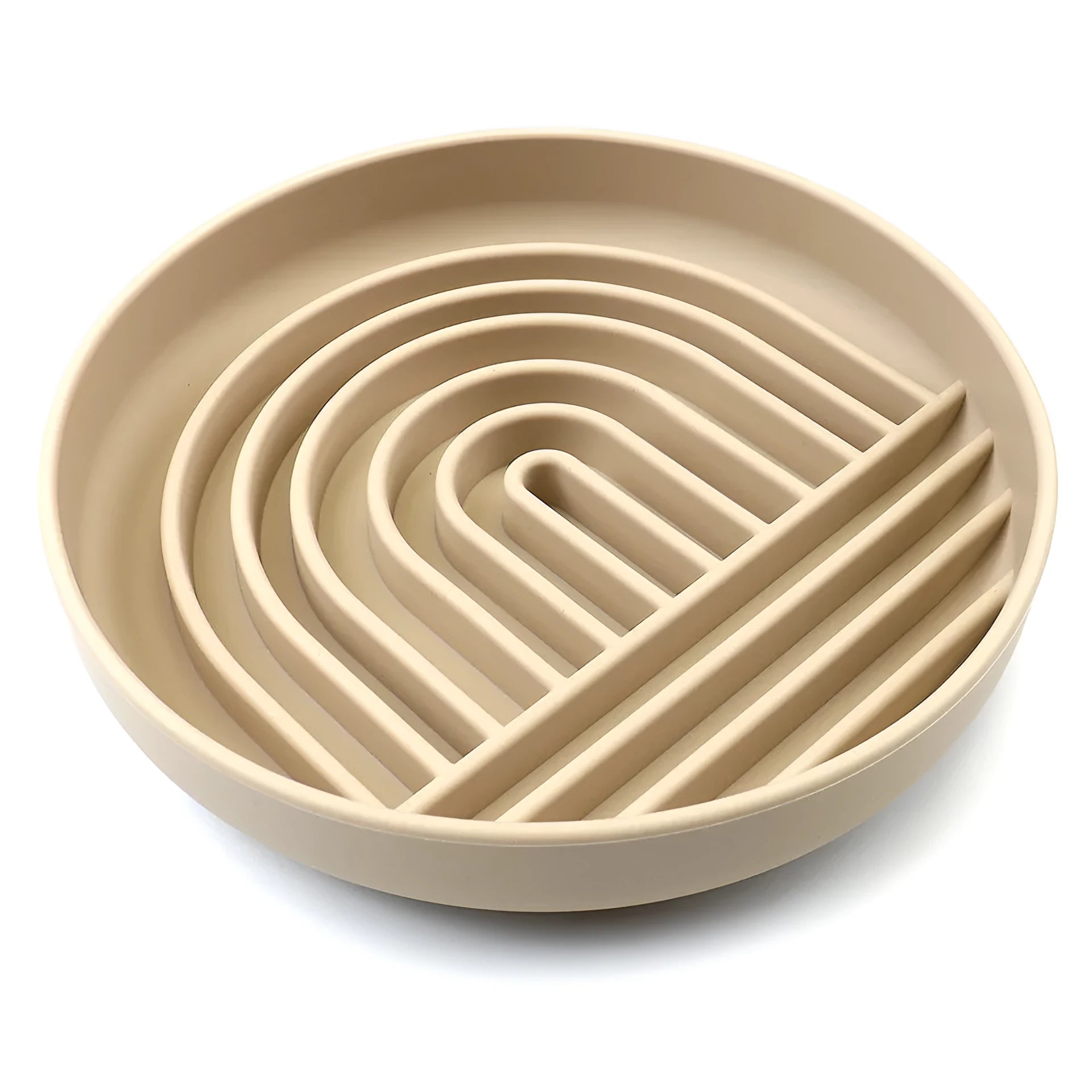 Silicone slow feeder bowl for dogs with lick mat design in beige, charcoal ash, grey blue, mango yellow, mustard green, or red
