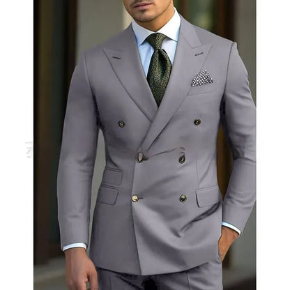 Men's two-piece suit set in cotton blend fabric available in five colours and twelve sizes