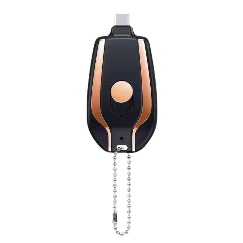 Compact 1500mAh power bank with carabiner clip, perfect for charging smartphones, tablets, and other USB devices on the go