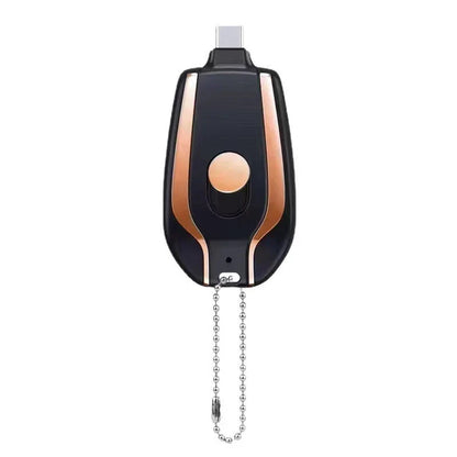 Compact 1500mAh power bank with carabiner clip, perfect for charging smartphones, tablets, and other USB devices on the go
