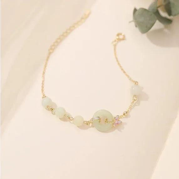 925 silver orchid necklace with geometric flower pendant and safety buckle clasp on O-ring chain