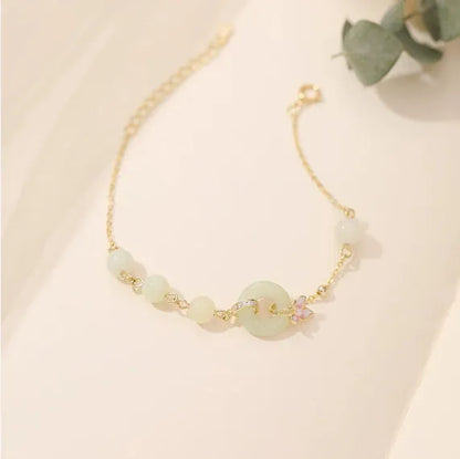 925 silver orchid necklace with geometric flower pendant and safety buckle clasp on O-ring chain