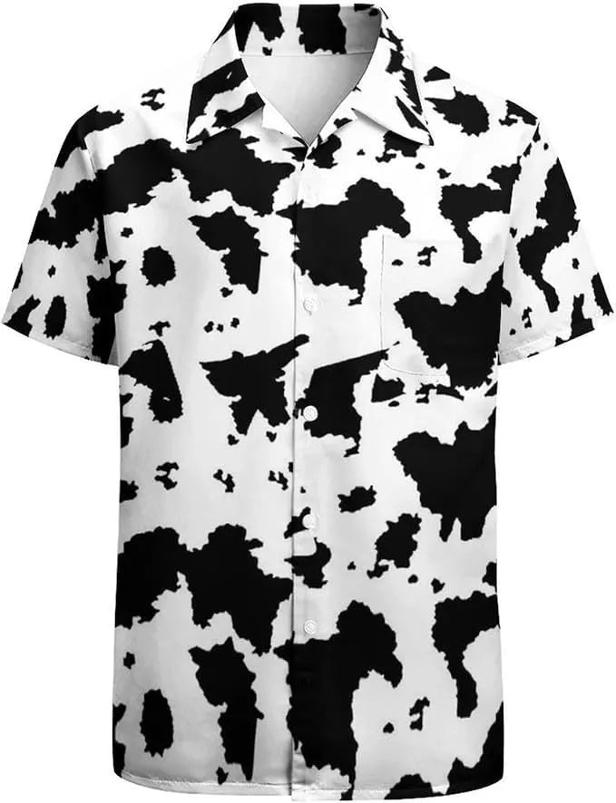 Men's slim fit short sleeve casual shirt with cardigan style and camouflage pattern