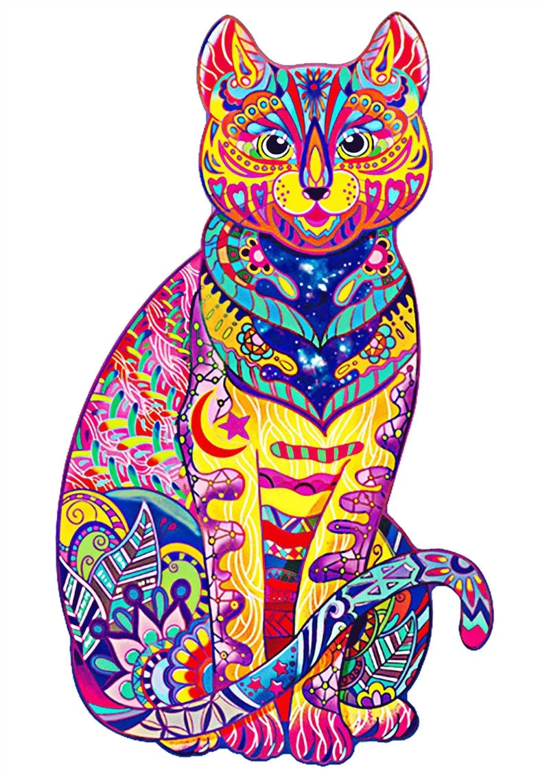 Colourful animal-shaped wooden jigsaw puzzles for children