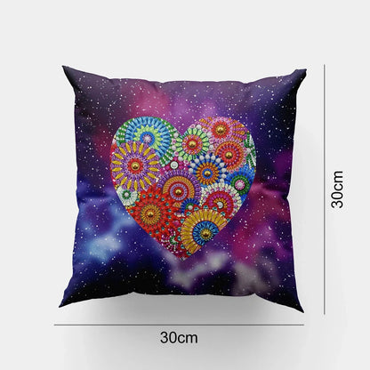 Handmade mandala pattern cushion cover with customisation kit including drill bag and assorted beads