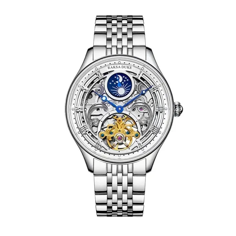 Men's business waterproof watch with stainless steel strap in multiple colour options including rose gold and white steel variants