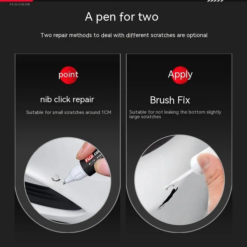Boyue ICON Benry 12ml Ice Crystal White automotive touch-up paint pen with brush applicator.