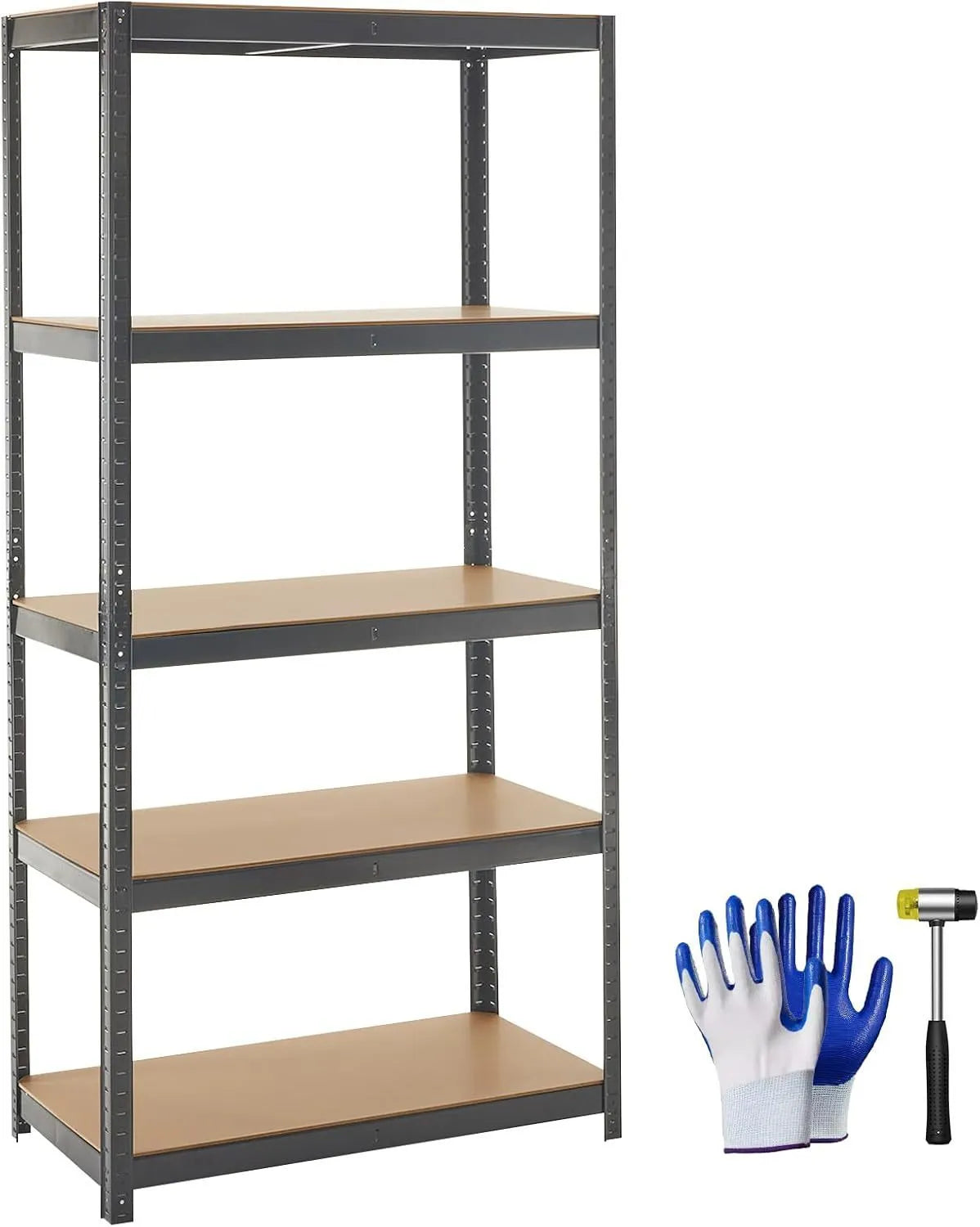 Black five-shelf floor display storage stand measuring 180cm tall