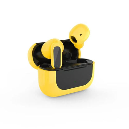 Jerry cartoon wireless Bluetooth headphones in black, white, and yellow colours with in-ear design