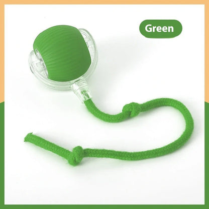 Interactive cat toy ball with automated features, rolling across various surfaces to engage and entertain your feline friend
