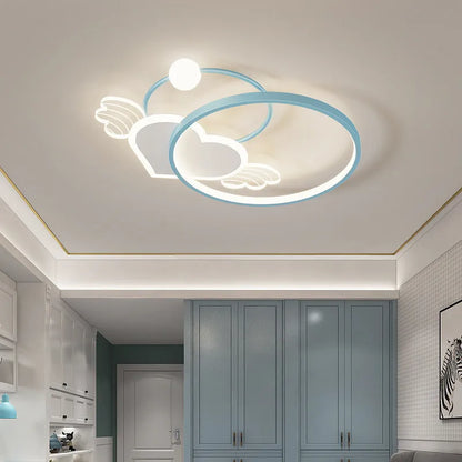 Children's bedroom ceiling lamp with moon star cloud design and adjustable LED lighting in blue colour option