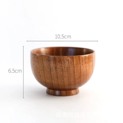 Handcrafted Japanese style wooden bowls for rice, soup, and salad