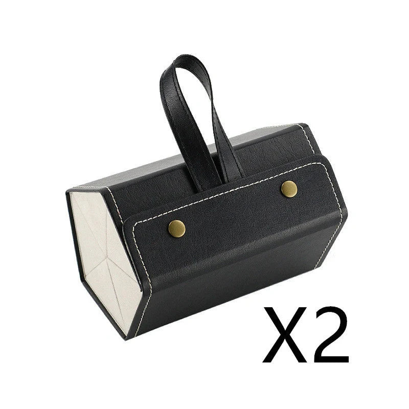 Foldable PU leather sunglasses and eyeglasses travel organiser case in black and brown
