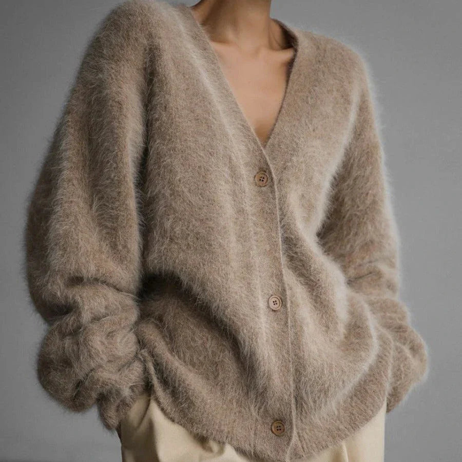 Stylish V-Neck Button-Up Cardigan Sweater in a variety of colors for women's casual and dressy outfits