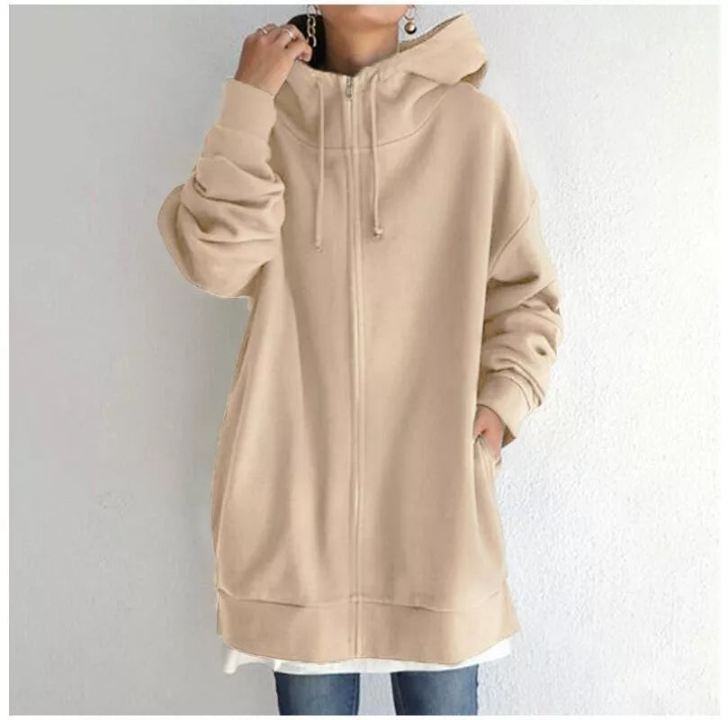 Women's full-zip fuzzy hoodie in various colours and sizes