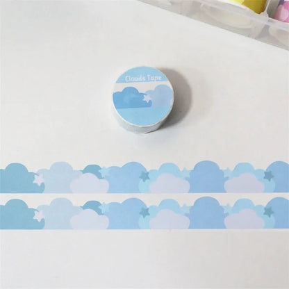 Japanese paper washi tape with stars and clouds decorative border design