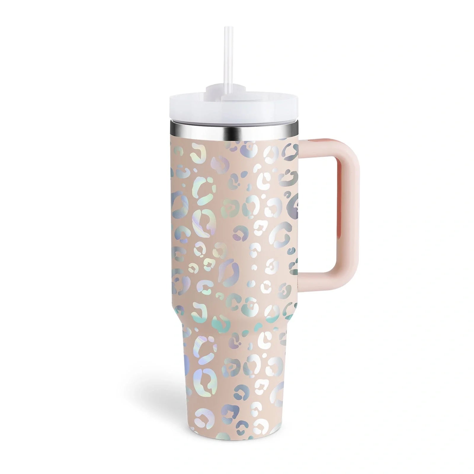 40oz stainless steel straw coffee mug with handle, ideal for travel