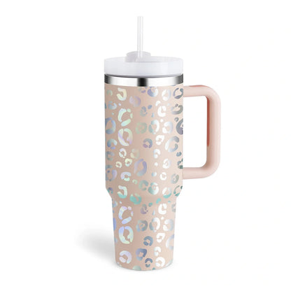 40oz stainless steel straw coffee mug with handle, ideal for travel