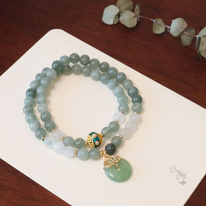 Myanmar jade safety buckle pendant bracelet with crystal accents in New Chinese Style design