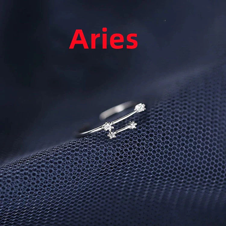 925 Sterling Silver Zodiac Sign Rings with Delicate Celestial Designs