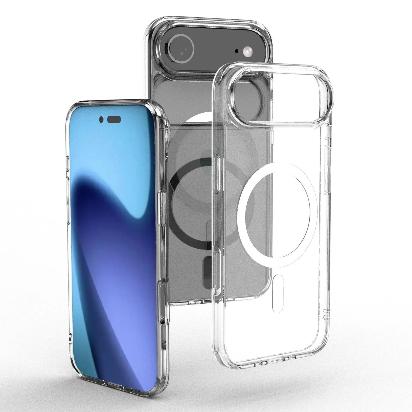 Transparent magnetic iPhone 17 AIR phone case showing TPU composite board construction
