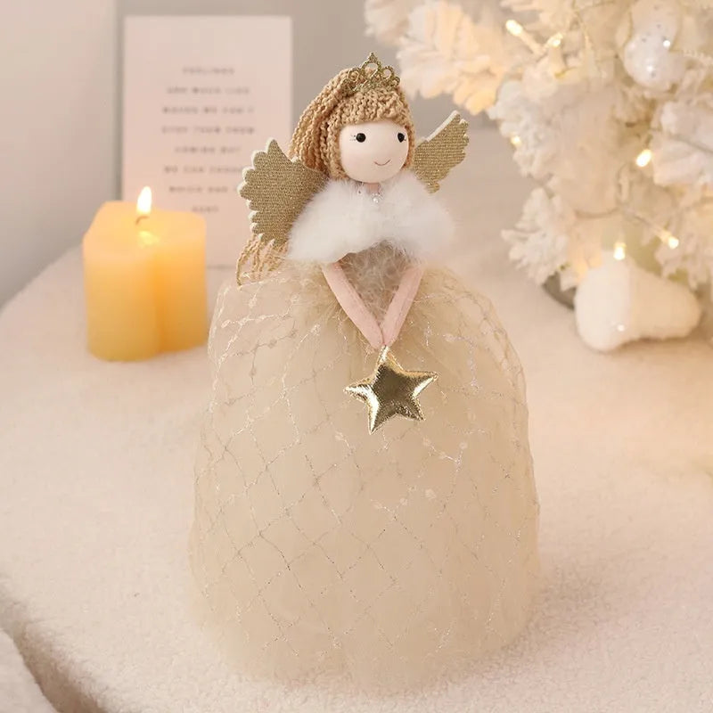 Non-woven fabric angel doll ornament measuring 26x15cm in gold colour