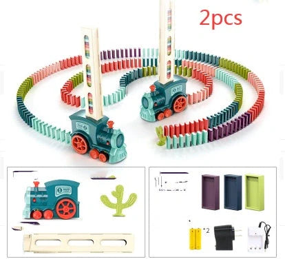 Automatic Licensing Dominoes Electric Train Set for infants with 100 dominoes