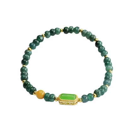 Natural stone blue water jade abacus bead bracelet with electroplated topaz accents and geometric shapes