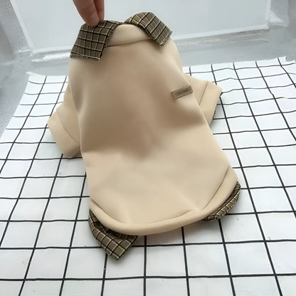 Two-piece dog sweater with detachable collar hoodie in thin velvet polyester fabric