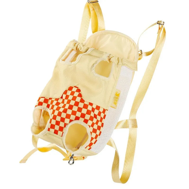 Soft-shell portable cat carrier backpack in purple, orange, and blue colour options