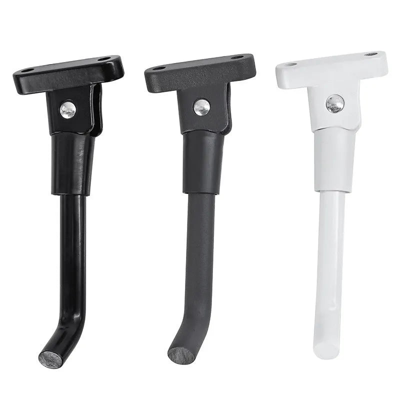 Aluminium electric scooter foot brace accessory in black, white and grey colours with mounting screws