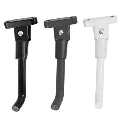 Aluminium electric scooter foot brace accessory in black, white and grey colours with mounting screws