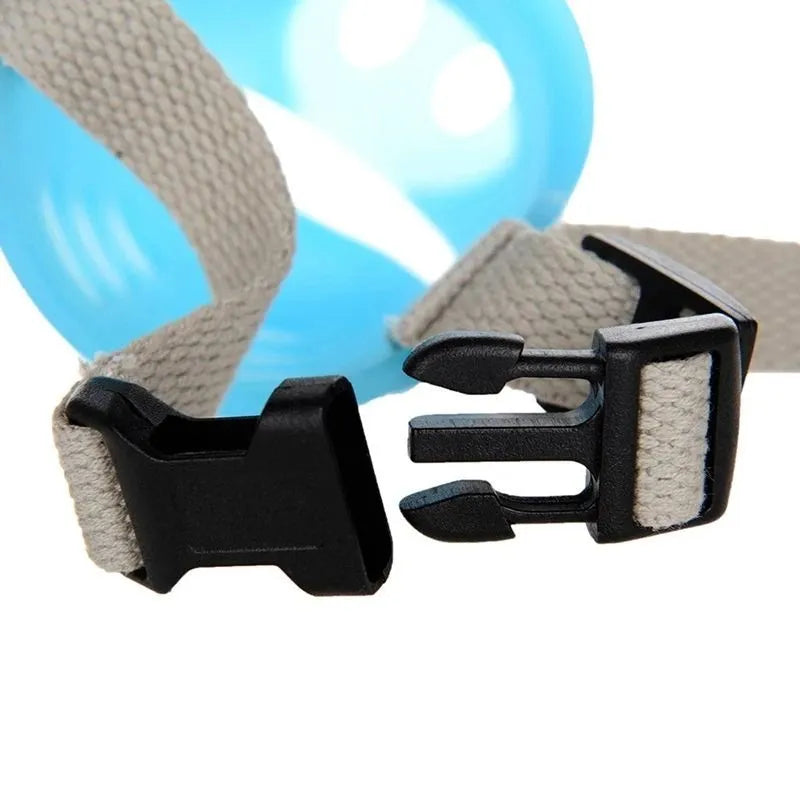 Green and blue silicone dog anti-bite mouth cover for long-snouted pets in two sizes