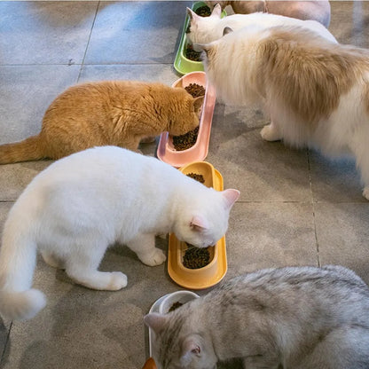 Leakproof pet food and water bowls in green, pink, and yellow colours for dogs and cats