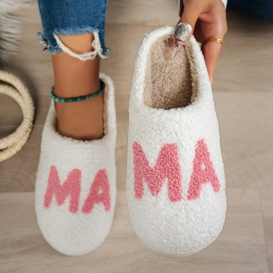 Cosy and comfortable women's Christmas gift slippers with plush cotton upper and thick non-slip sole