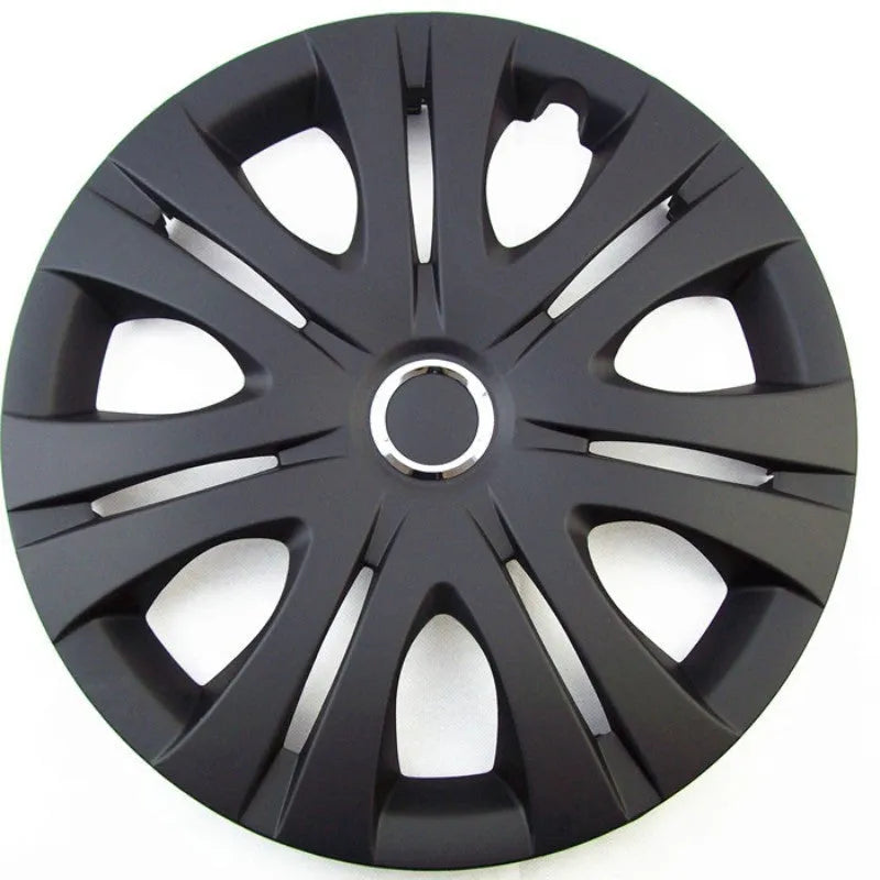 Set of four monochrome wheel hub covers in ABS plastic for universal vehicle fit