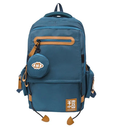 Large capacity waterproof nylon leisure travel backpack with contrast stitching in multiple colour options
