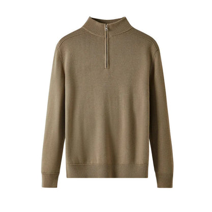 Men's thickened wool casual sweater in slim fit with long sleeves, shown in multiple colour options